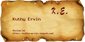 Kuthy Ervin névjegykártya
